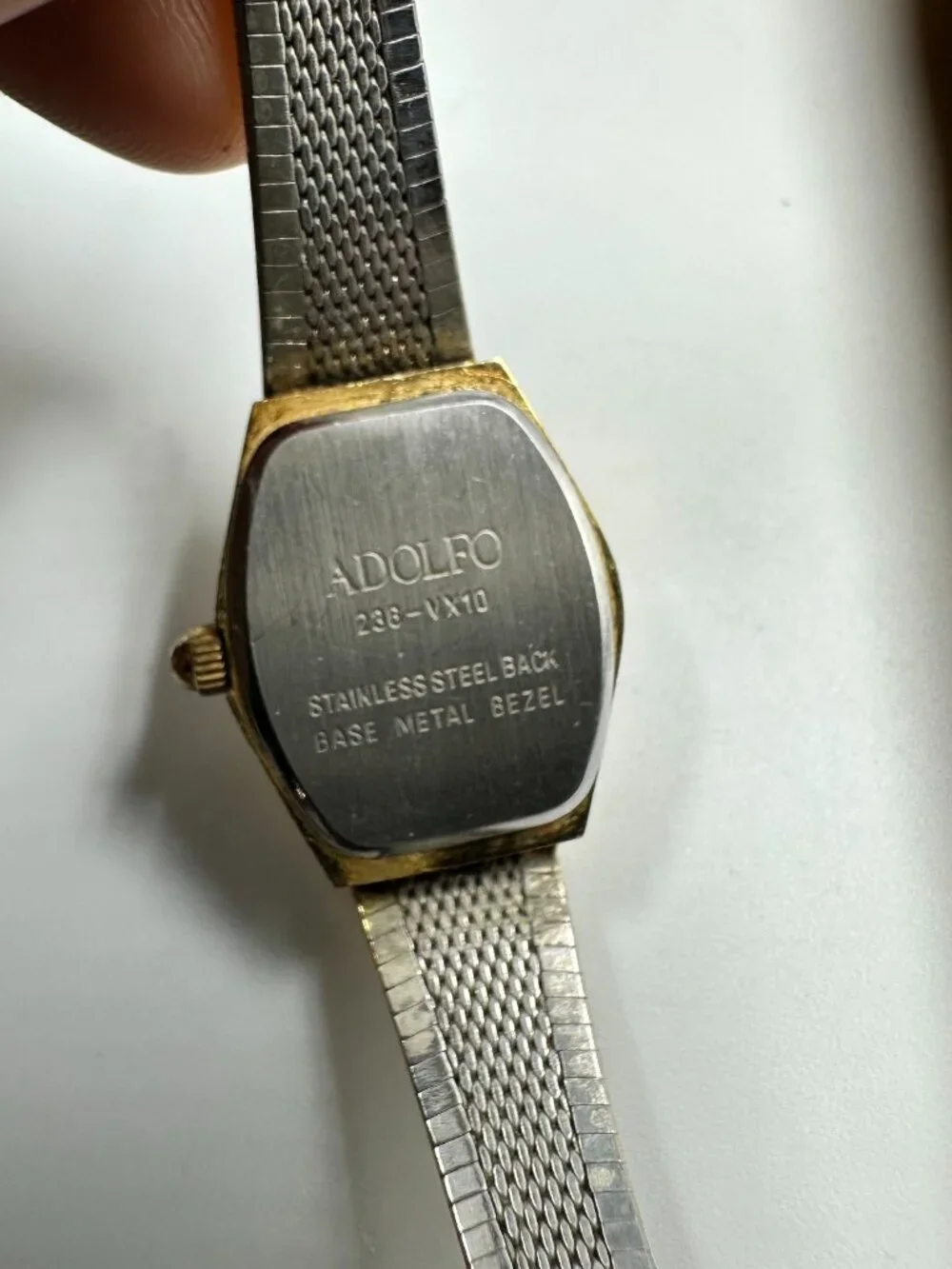 Vintage Adolfo Watch Women Gold Tone Oval 17MM Dial Slim Band New Battery